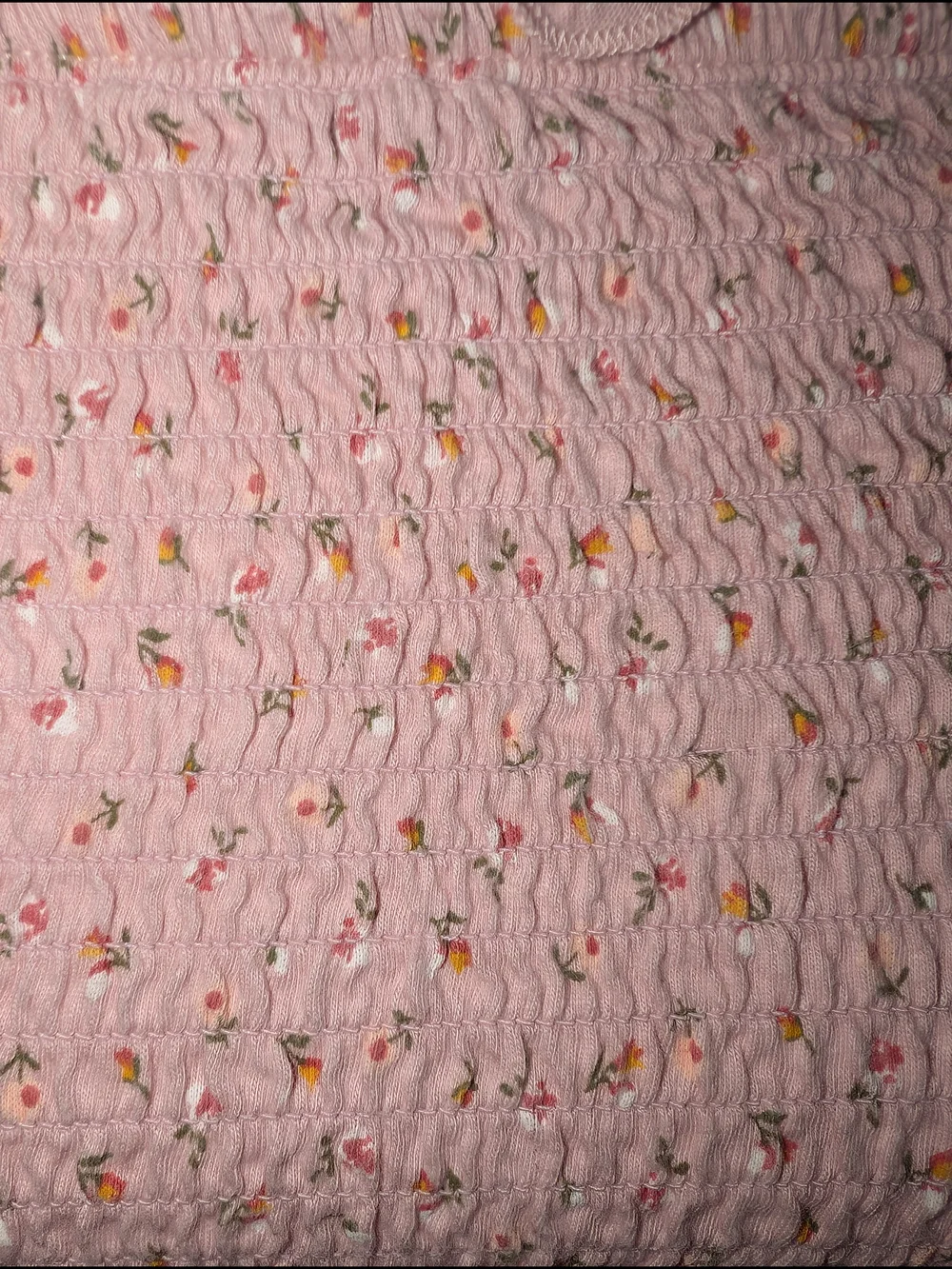 American Eagle Outfitters Blush Pink Smocked Ruffle Crop Top - Picture 3 of 6